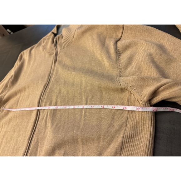 Men's Club Room Khaki Zip Front Ribbed Pocketed Sweater - Sz L - Picture 9 of 11